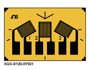 60º Delta Rosette Strain Gauge 
Planar Compact Geometry | SGD-3/120-RY621