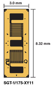 Strain Gauges Transducer Quality Dual Element 90° Biaxial Tee Rosette | SGT-1/175-XY11