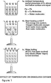 Diagram of effect of temperature on dissolved oxygen